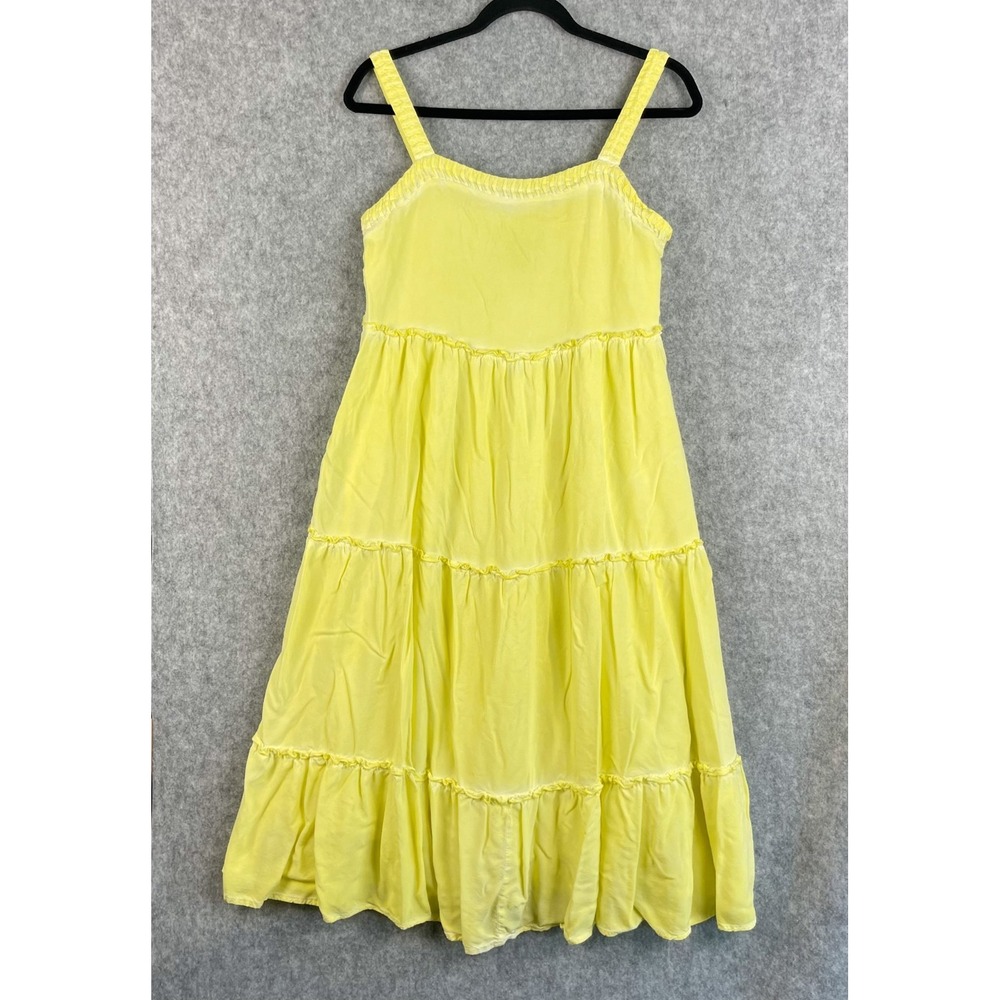 Anthropologie Nell Tiered Midi Dress Womens Small Yellow‎ Boho Cottage Coastal